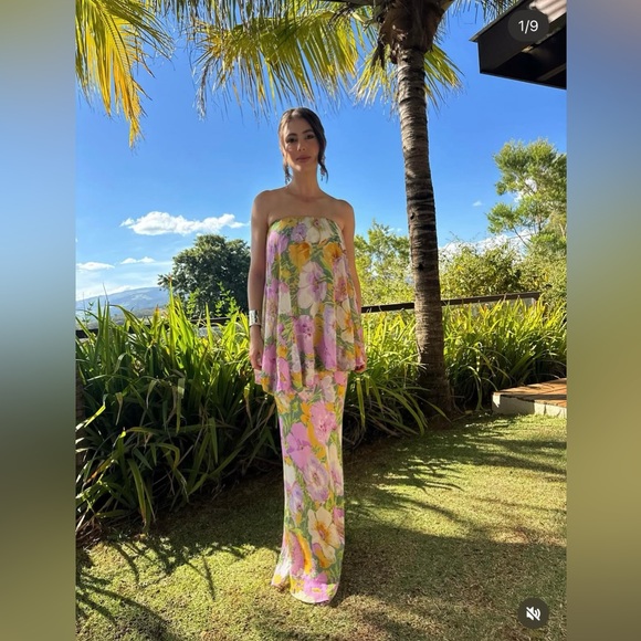 Zara Dresses & Skirts - Zara Floral Strapless Maxi Dress Wedding summer evening bodycon